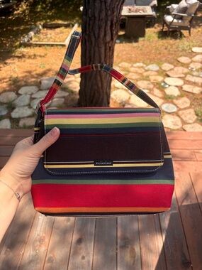 Vintage Pristine Structured Canvas Shoulder Bag Preppy